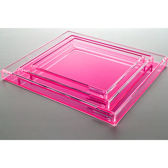 Custom Sized Plastic Square Tray Gloss Red Acrylic Serving Tray