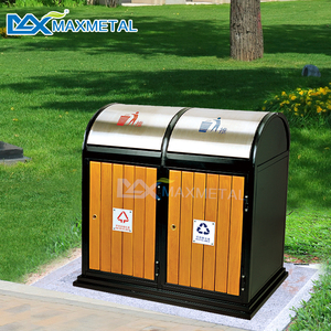 Contenedor de Basura de Madera y Acero Inoxidable para Exteriores MAX de Guangzhou, con Tapa Abatible - Product Image 2