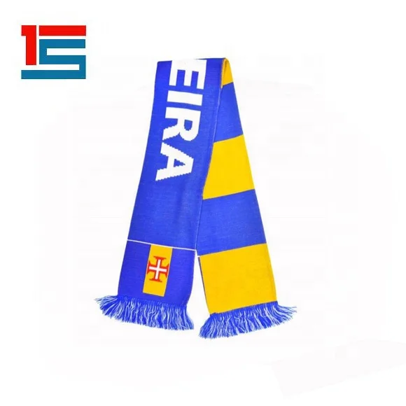 Изготовленный на заказ двухсторонний вязаный шарф HD Madeira для футбола
