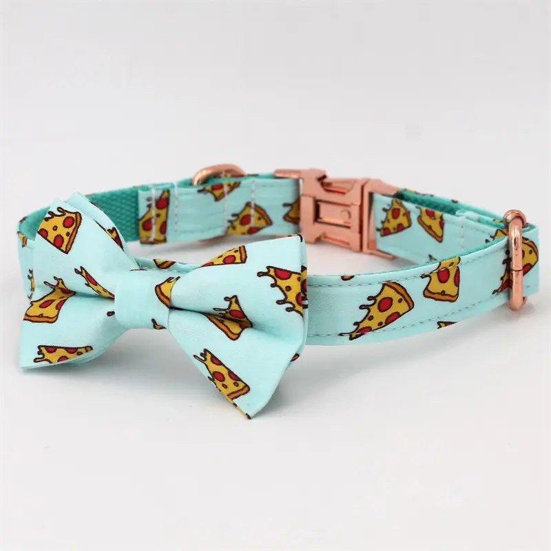 Pizza Bow Tie Collare di Cane, Personalizzato Inciso Collare di Cane con Tutti I Fibbia In Metallo