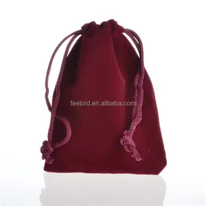 100pc can print private logo wine color flannel pocket bag 7*9cm napped cloth drawstring pouch for jewelries and gift item