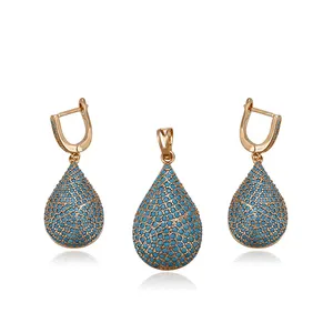 64201 Xuping turkish jewelry set factory direct price new products noble waterdrop gold jewelry set