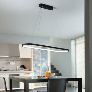 Noir/Blanc Moderne Led Lustre Pour Salle à manger Cuisine Salle Ovale Forme Appareils D'éclairage de Lustre - Product Image 3