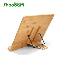 Adjustable Bamboo Book Stand, Tray and Page Paper Clips