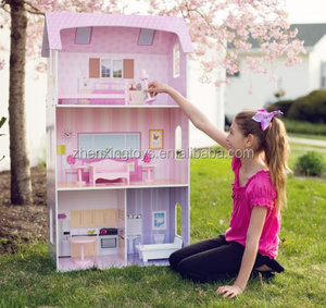 Maison de poupée jouet en bois pour enfants avec petits meubles - Product Image 6
