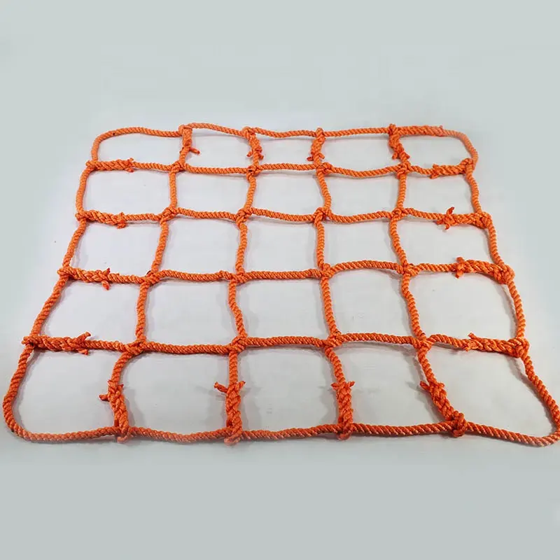 耐久性のあるオレンジ色の結び目のないロープ編組遊び場クライミングネット