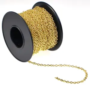 Chaîne enroulée en acier inoxydable plaqué or pour collier, vente en gros d'usine de bijoux, en rouleau, par Opp Bag CN;GUA - Product Image 1