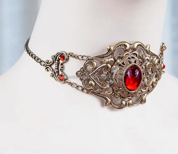 Individuelle Mode große Halsketten für Damen antike vergoldete viktorianische Choker-Halskette