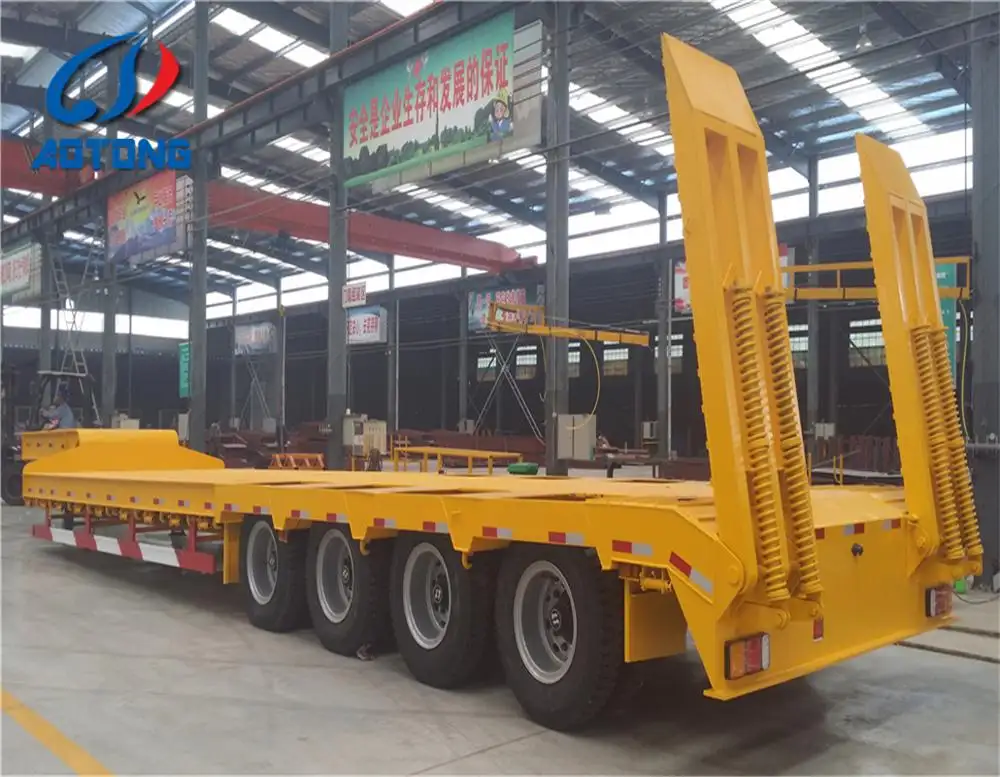 China truck trailer type vervoer 60 ton 3 assen lage bed platform semi trailer tow truck