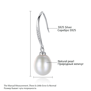 PAG & MAG di Lusso Elegante S925 Sterling Gancio In Argento Orecchino di Goccia Con UN Grande 7 millimetri <span class=keywords><strong>Orecchini</strong></span> di <span class=keywords><strong>Perle</strong></span> <span class=keywords><strong>Naturali</strong></span> per donne Dei Monili di Cerimonia Nuziale - Product Image 2