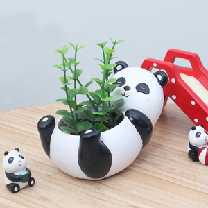 <span class=keywords><strong>Pot</strong></span> <span class=keywords><strong>de</strong></span> fleurs en résine Art Déco mignon ROOGO pour la décoration intérieure d'anniversaire, motifs d'animaux panda, ours polaire, poussin, pots pour plantes succulentes - Product Image 3