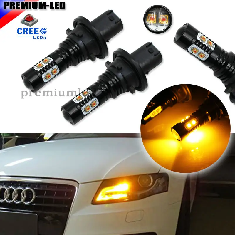 Amber Yellow Error Free PH24WY SPH24 CRE'E LED Bulbs For Front Turn Signal Lights