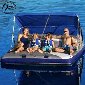 Opblaasbare Vlotter Float Lounge Met Luifel, Watervlotter Opblaasbaar Leuk Eilandvlot