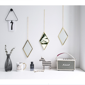 Wholesale Decorative Gold Geometry Metal Diamond Shape Wall <strong>Hanging</strong> <strong>Mirror</strong> - Product Image 2