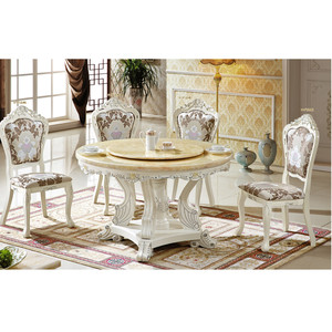 Luxe classique style marbre comptoir table à manger ensemble pour villa - Product Image 4