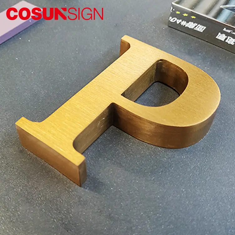 3D gold mirror stainless steel decorative metal letter sign indoor interior business building fabricate sign