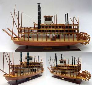 King โมเดลเรือแม่น้ำมิสซิสซิปปีสไตล์ทะเลของตกแต่งทำจากไม้สำหรับบ้านงานฝีมือไม้ป้ายติดผนังกล่องไม้ - Product Image 1