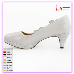 boda escotado calzado de flores de diamantes blancos zapatos de tacón para mujer vestido - Product Image 2