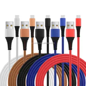 1M 3FT Pass 2.4A Dikepang Kain Usb Mikro Cepat Pengisian Tipe C Data Sync Charger Kabel Cord untuk Samsung s8 S9 S10 PLUS