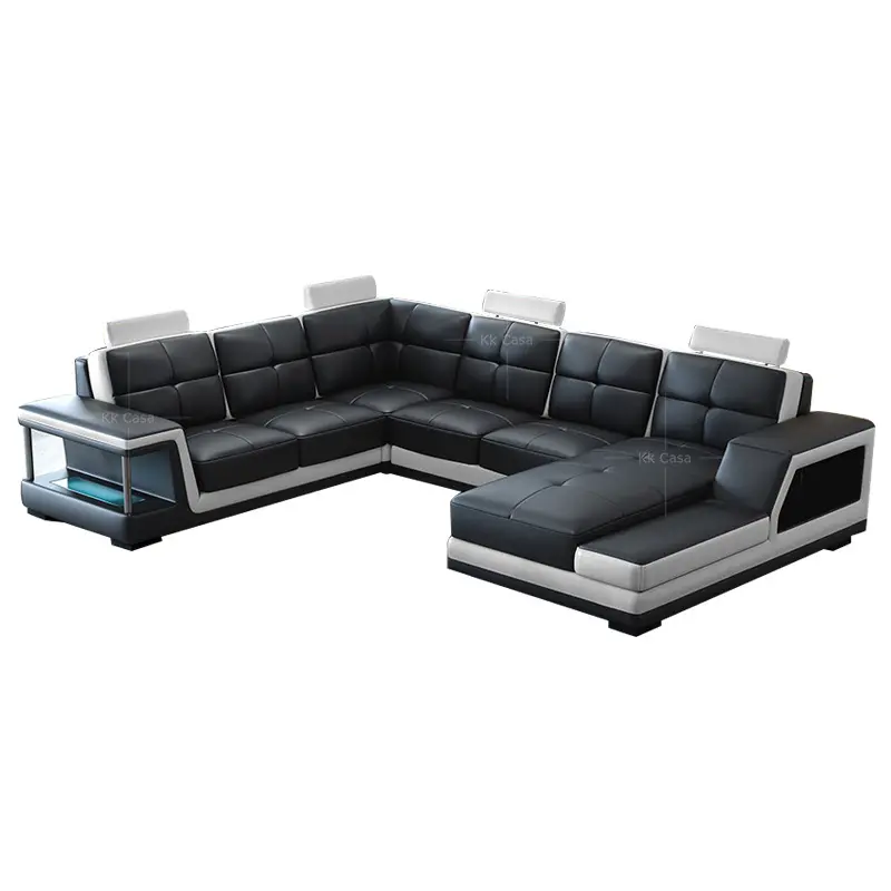 Chinesischen Großhandel Schnitts sofa Luxus U form schnitts sofa Stil Entspannen Superb Schwarz Leder Sofa