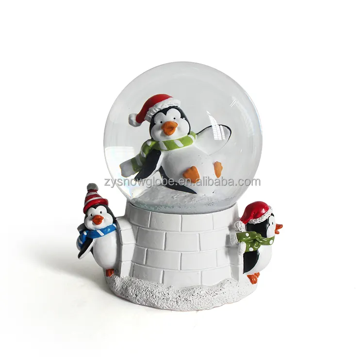 Articles de cadeau de Noël boule à neige pingouin blanc