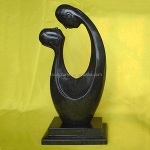 Escultura de Casal se Beijando em Granito Esculpido, Figura Abstrata em Pedra Romântica - Product Image 5