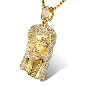 Marlary Fashion Customs Jesus Piece Hip Hop Jewelry Big 18k Gold Men Jewellery Sets Micro Pave Iced Out Necklace