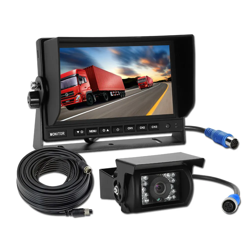 Epark AHD Black Wired Bus Video Monitor Car Monitor Led DC12V 24V Revers Camera Rear View KIt for truck