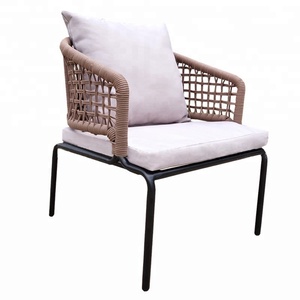 Conjunto de sofás de exterior para jardín, muebles de jardín, marco de Metal, cuerda tejida, mesa de madera - Product Image 3