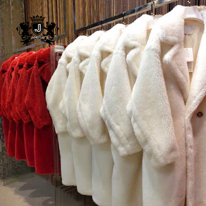 JANEFUR Teddy Style nouveau surdimensionné véritable fourrure d'agneau veste femmes fourrure hiver naturel véritable laine agneau fourrure longs manteaux - Product Image 6