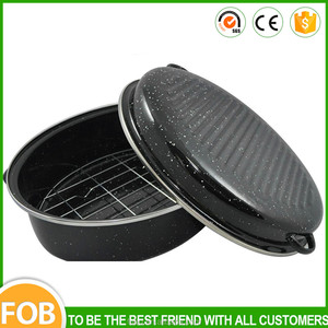 El color negro con manchas blancas, casa y acampar al aire libre de gas del esmalte <span class=keywords><strong>asador</strong></span> de pollo - Product Image 1