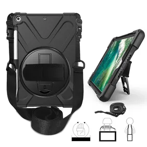 For IPad 9.7 2017/ 2018 With Pencil Holder And Shoulder Strap Tablet Rugged Silicone Shockproof Case