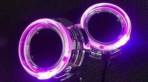 TAOCHIS 12v APP RGB Angel Eyes DRLカー<span class=keywords><strong>LED</strong></span>ヘッドライトレトロフィットライトガイド光学ハローリング80mm 95mmホワイトブルーグリーン - Product Image 4