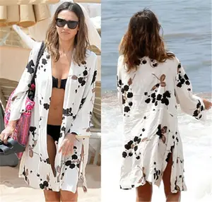 YOUME yeni gelenler plaj Cover up baskı mayo bayanlar üzerinde yürümek plaj pelerin Robe de Plage tunik kadınlar Beachwear