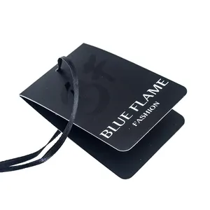 Thick Black Printed Cardboard Paper type Clothes Hang Tag with Eyelet