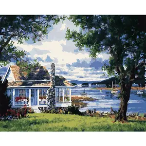 40*50 grande tela astratta un paesaggio di laghi e montagne di casa dipinti da numero decor living room