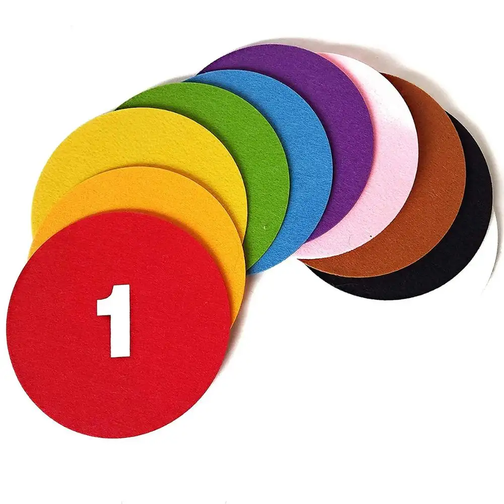 10 цветных фетровых кругов с цифрами развивающая Дошкольная игра обучающая детская игрушка