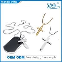 Collar de plata antigua 3d con Cruz de esmalte fundido a presión, placa personalizada de metal para perros