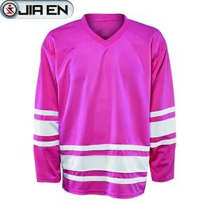 Design de malha vazia hockey jerseys personalizado leve rosa gelo hockey jérsei