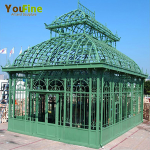 Hoge kwaliteit luxe tuin smeedijzeren tuinhuisje met glas - Product Image 4