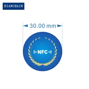 Tag Stiker NFC WIFI Koin, RFID 13.56Mhz HF PVC Label Berperekat