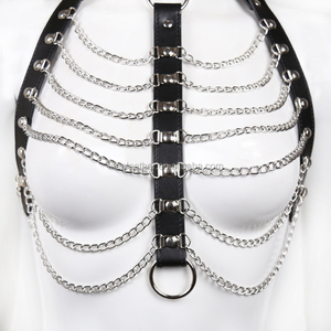 Dames Lederen Harnas Bondage Kettinggordel Steunen Nachtclub Cosplay Fetisj Harnas Seksproducten