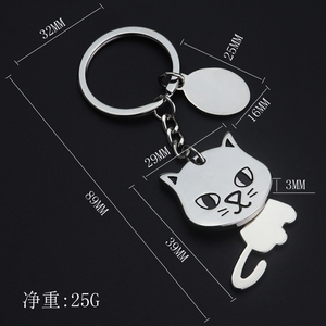 تصميم جديد إبداعي محظوظ القط كيرينغ شكل حيوان القط هدية مخصصة شعبية للأطفال لطيف القط المعادن كيشاين - Product Image 3