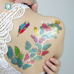<span class=keywords><strong>Tatuajes</strong></span> <span class=keywords><strong>Temporales</strong></span> metálicos de FLASH de larga duración de la hoja de oro del vendedor superior - Product Image 6