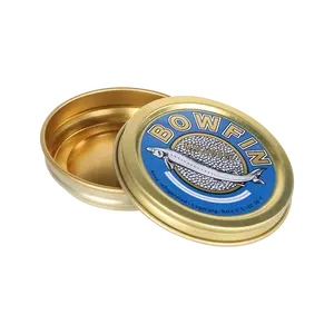 Venta de fábrica, lata redonda de Metal de grado alimenticio para almacenamiento de caviar, caja de lata de caviar al vacío - Product Image 1