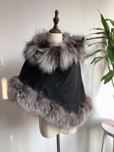 Vrouwen Winter Natuurlijke Echt Bont Cashmere Poncho Bruiloft Echt Vos Bont Cape - Product Image 6
