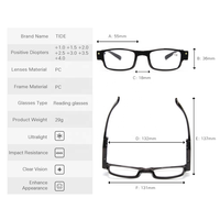 Lunettes de lecture pliables de poche en plastique PC noir, durables et faciles à transporter