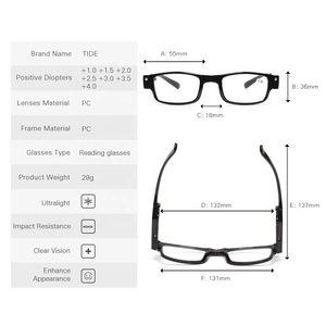 Durable Easy to Carry Black <strong>Mini</strong> Plastic PC Led Light Folding Pocket <strong>Reading</strong> <strong>Glasses</strong> - Product Image 6