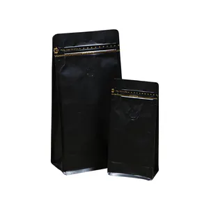 Custom Design Aluminum Foil Matt Black Coffee Beans Packaging Side Gusset Bags Coffee Tea Bag