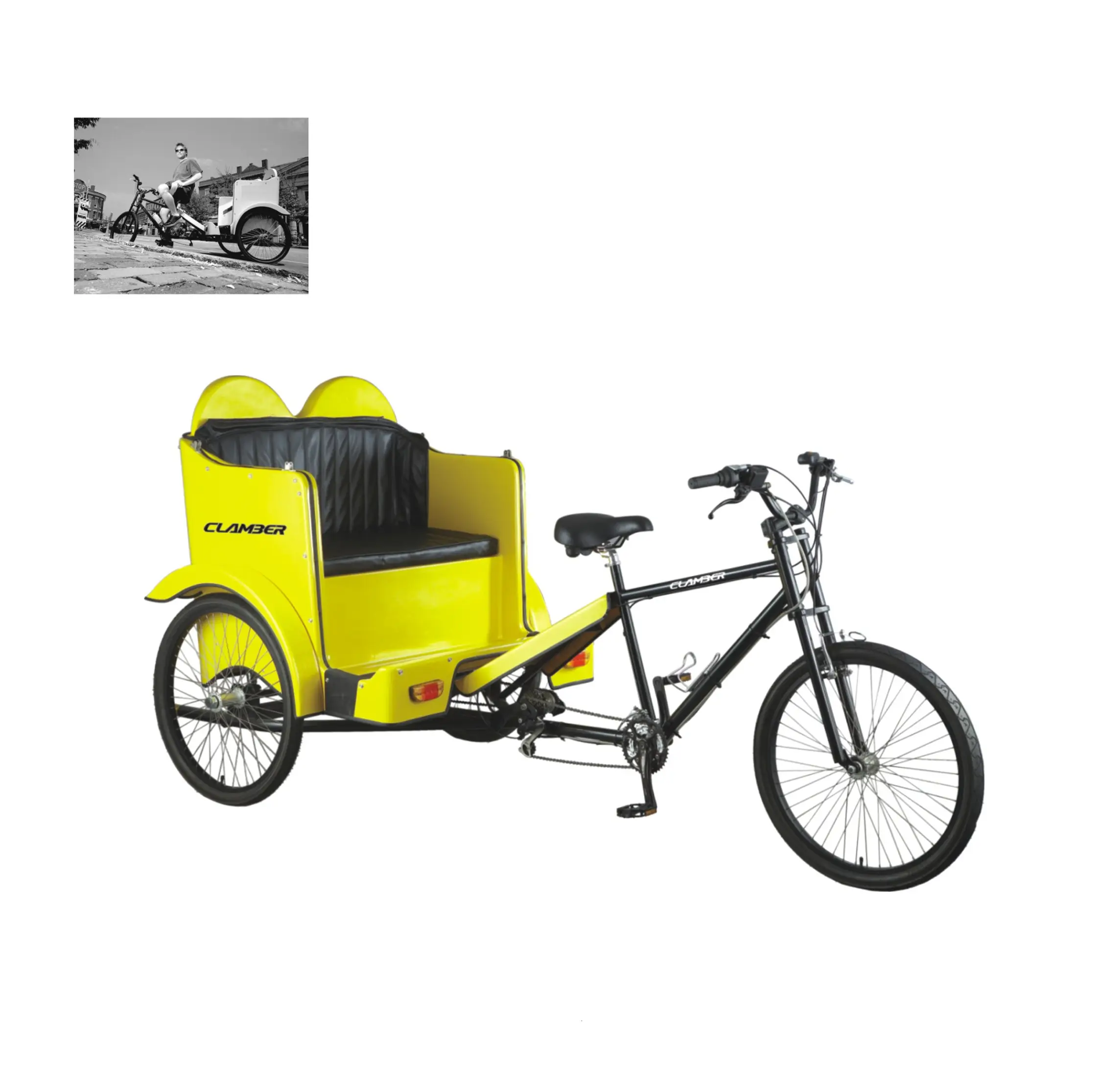 26 Inch populaire riksja/passenger fietstaxi voor koop/handig bike taxi fabricage/TC8002